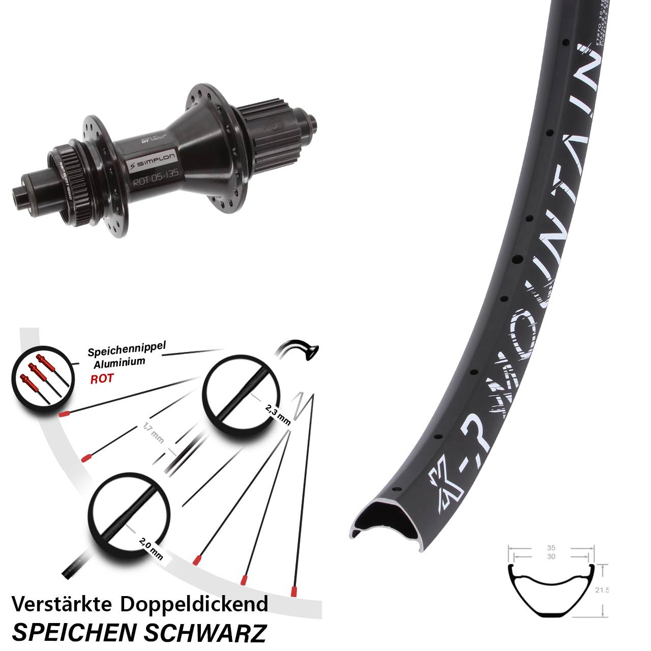 Centerlock Hinterrad 29 Zoll KX-R Mountain DT Swiss 370 Hybrid Shimano Micro Spline QR