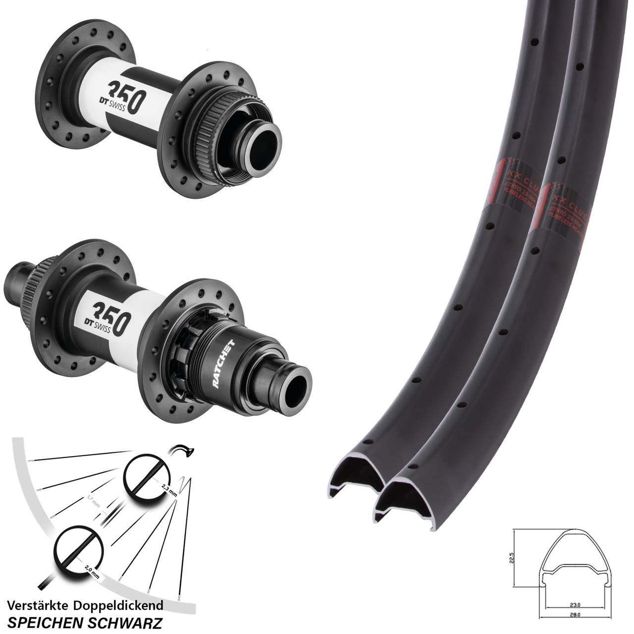 KX Clue-350 DT Swiss 350 650B Disc Laufradsatz 15x110 12x148 XD 11-12 fach