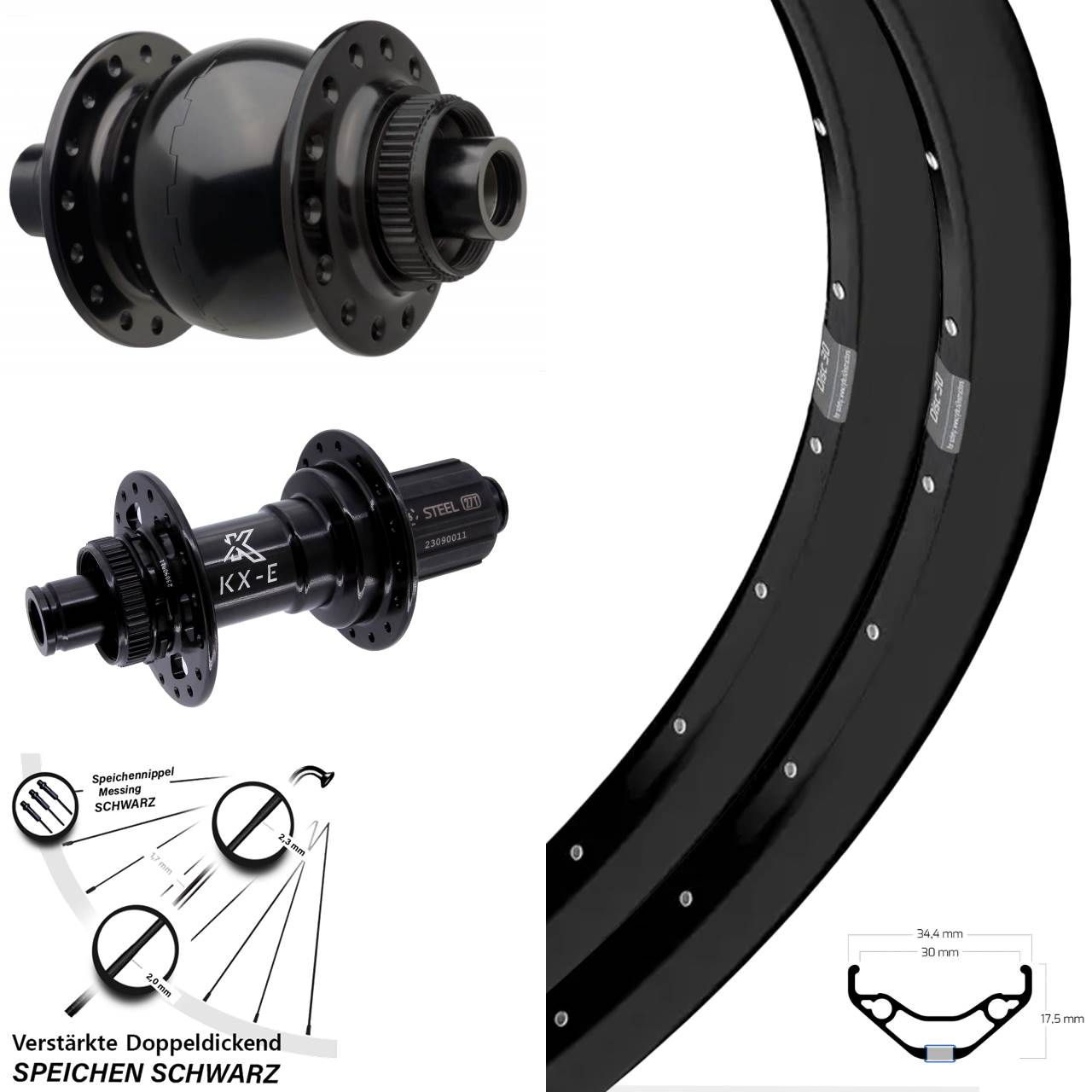 Laufradsatz 15x110 12x148 27,5 Zoll Ryde Disc 30 KX-E SON 28 8-12 fach HG