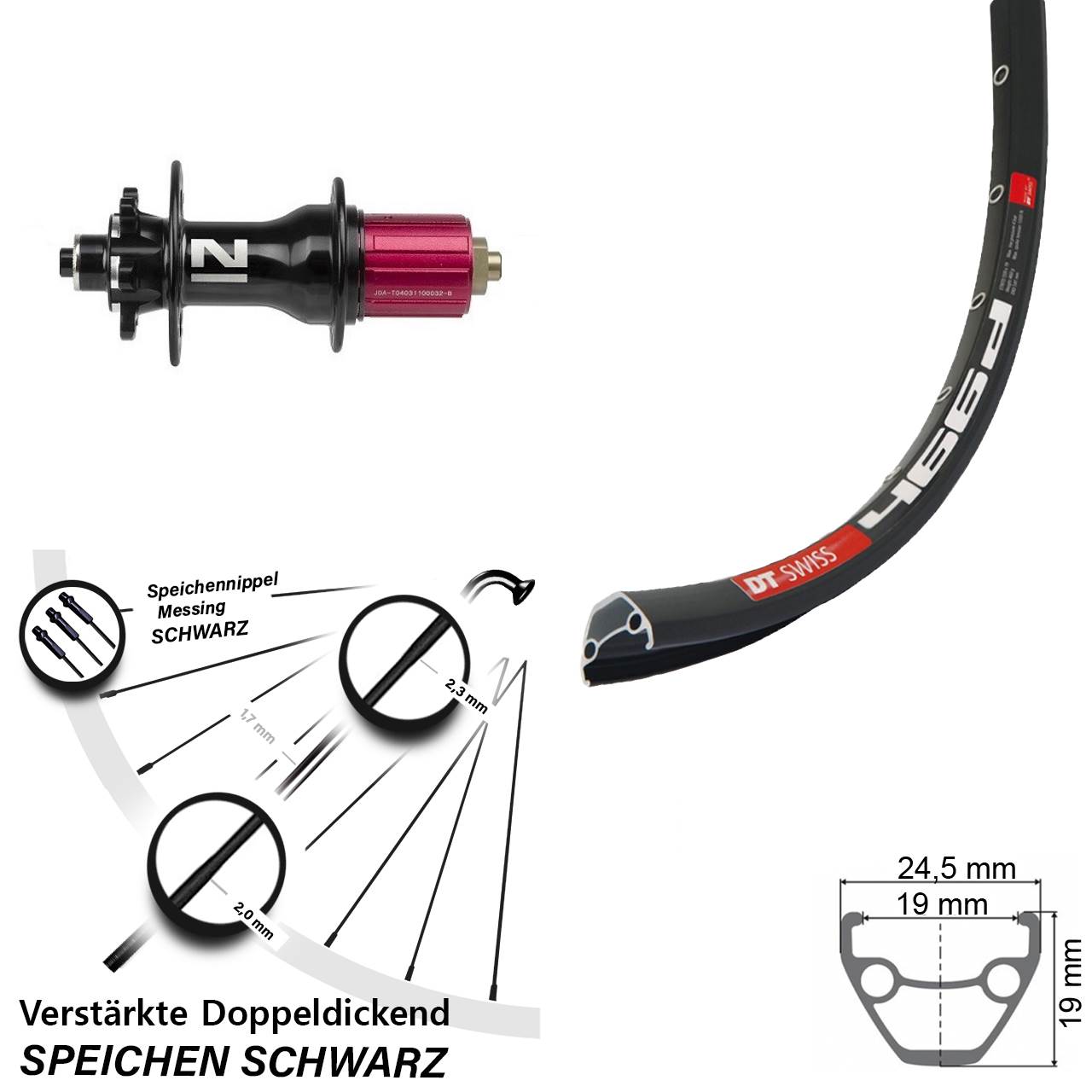 6-Loch Hinterrad für Schnellspanner 28 Zoll DT Swiss 466d Novatec D792 8-12 fach QR