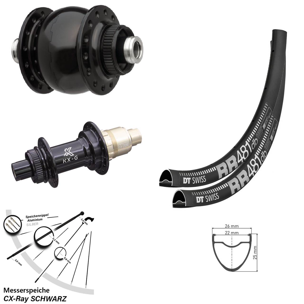 DT Swiss RR481 KX-G SON 28 Zoll Centerlock Laufradsatz 12x100/142 SRAM XDR CX-Ray