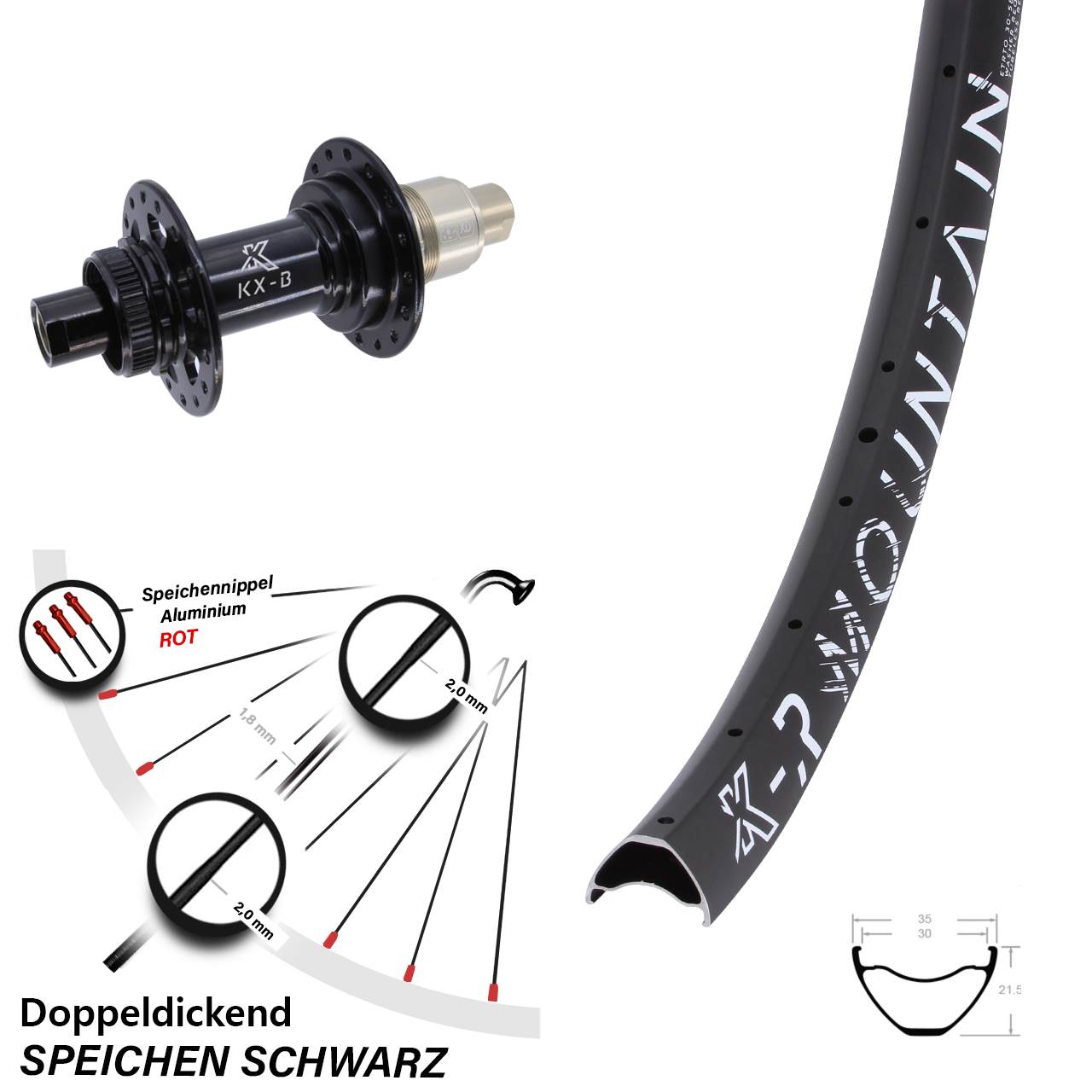 KXR-B Mountain 29 Zoll Hinterrad Centerlock 12x148 Boost XD 11-12 fach