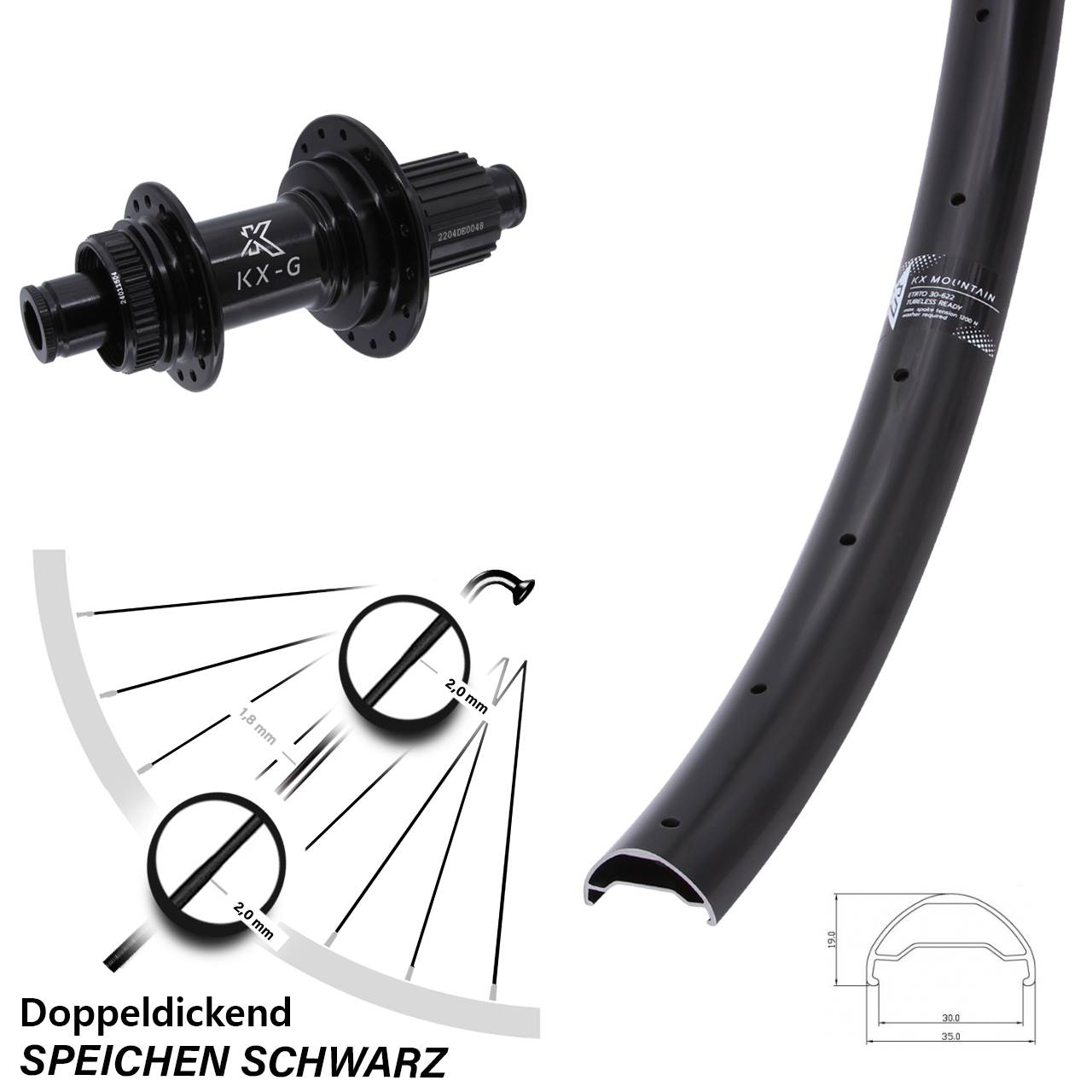 29 Zoll Mountain Hinterrad KX-GS Micro Spline 12x142