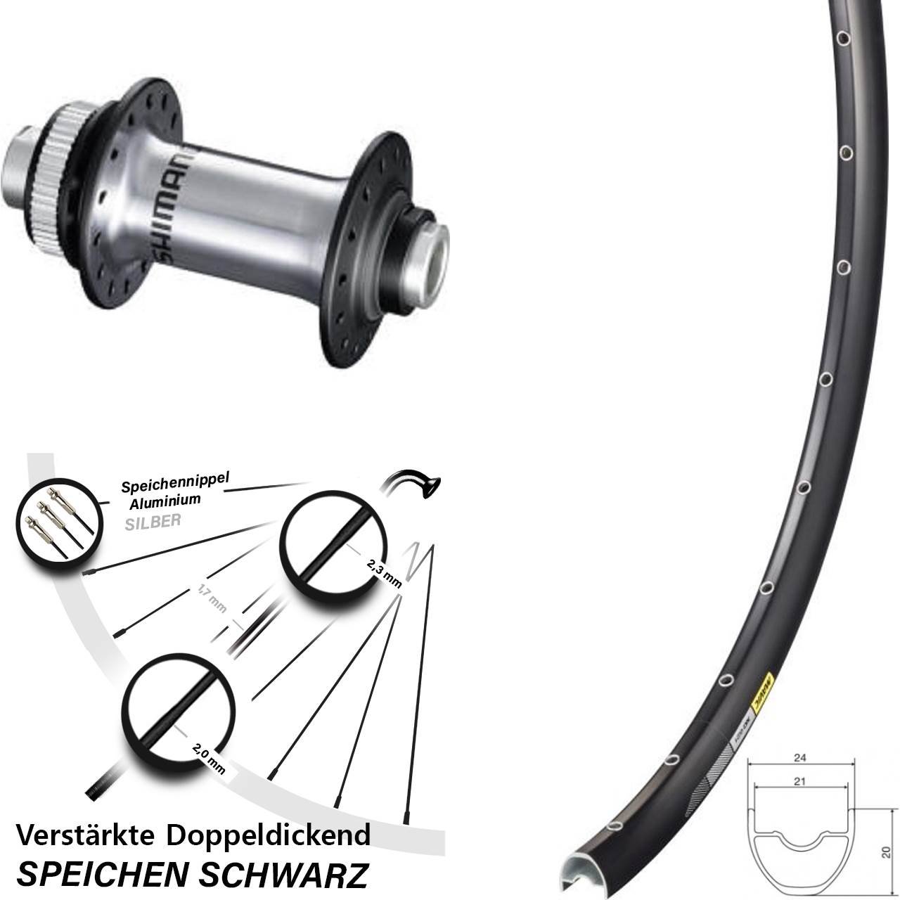 Laufrad 29 Zoll Mavic XC621 Shimano HB-RS770 silbern