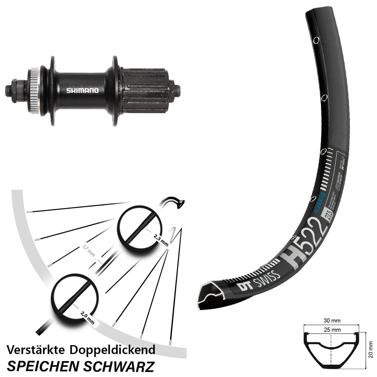 Hinterrad Centerlock QR 29 Zoll DT Swiss H522 Shimano FH-UR600 8-12 fach HG