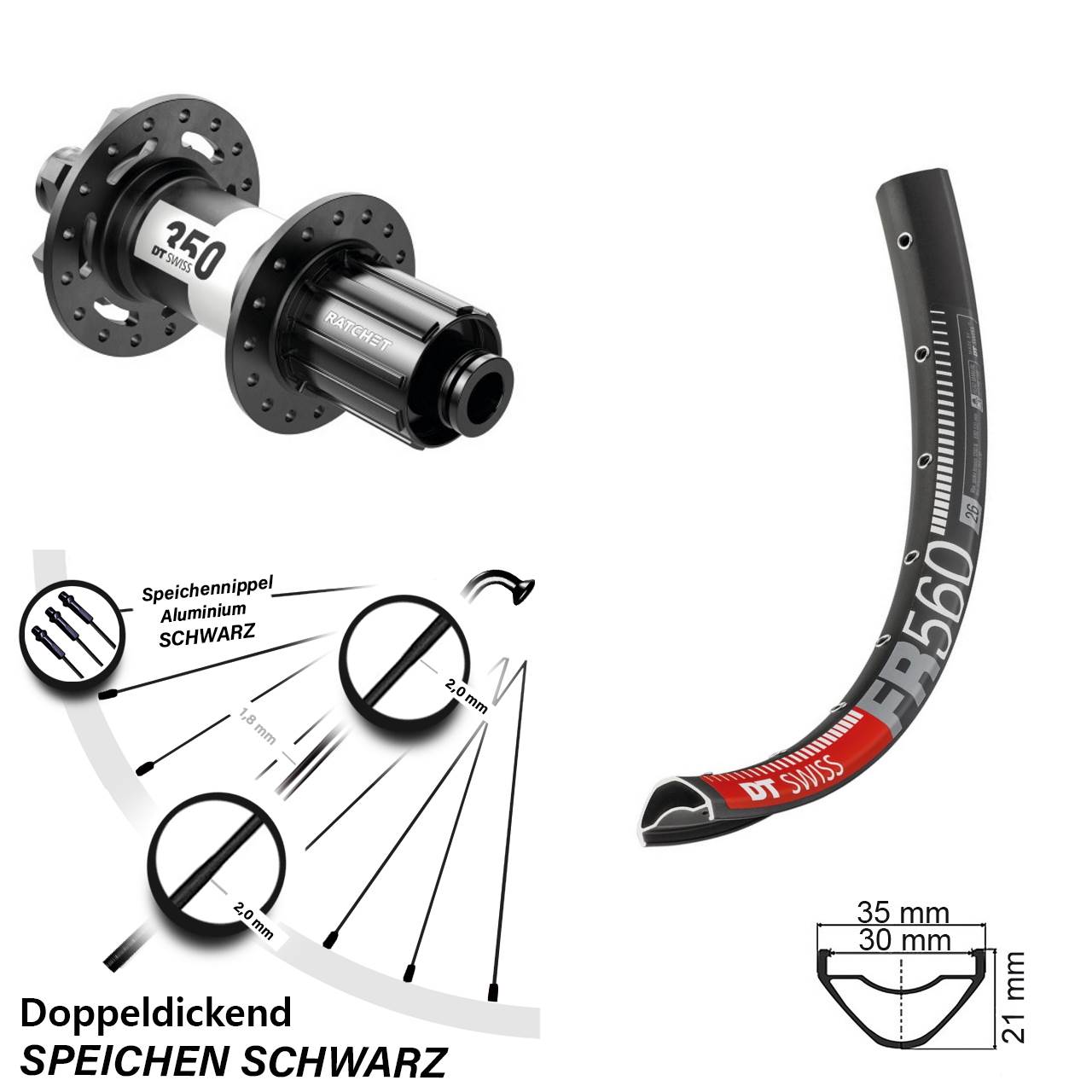 Boost Disc Laufrad 12x148 26 Zoll DT Swiss FR 560 DT Swiss 350 8-11 fach