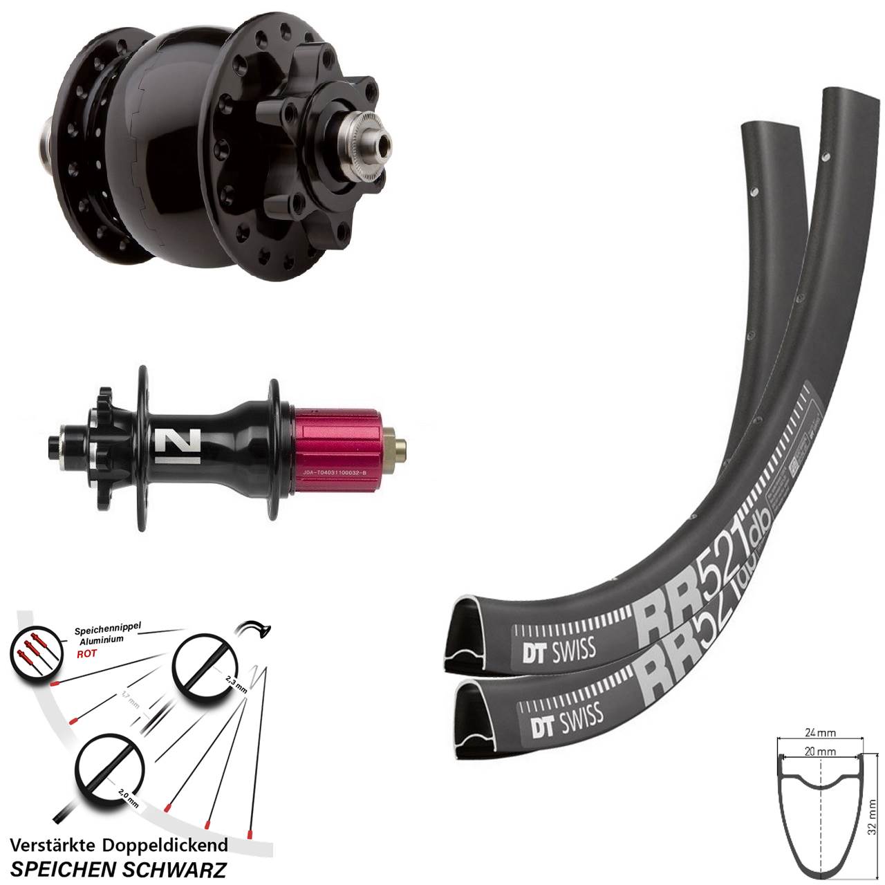 DT Swiss RR521 Novatec Superlight SON 28 Zoll Laufradsatz 6-Loch QR 8-12 fach