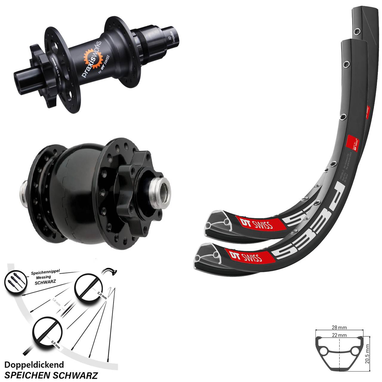 DT Swiss 533 D-350 Ratchet 36 SON 28 27,5 Zoll Laufradsatz 12x100/142 Disc Sram XD
