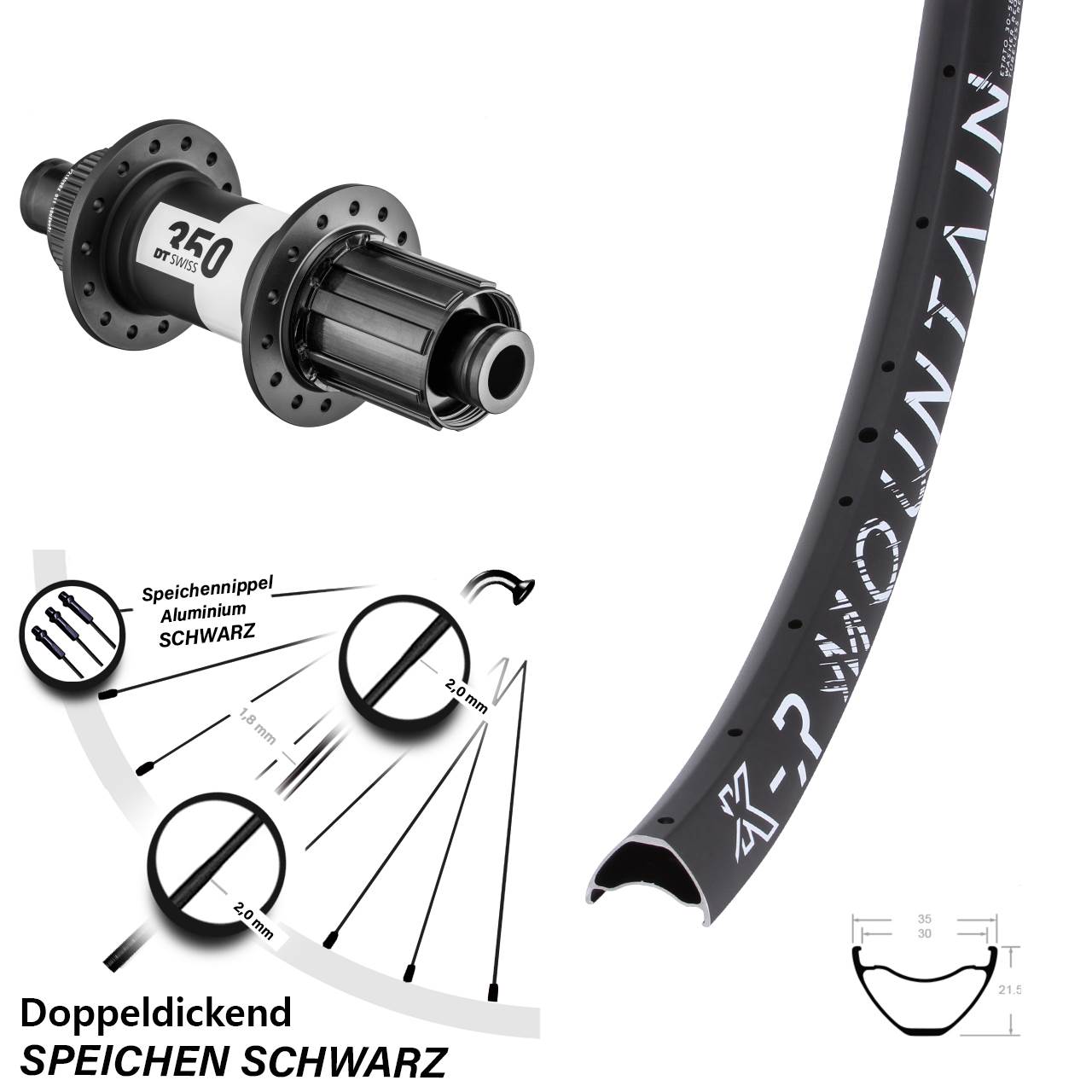 27,5 Zoll Hinterrad KX-R Mountain DT Swiss 350 Centerlock 8-11 fach 12x148