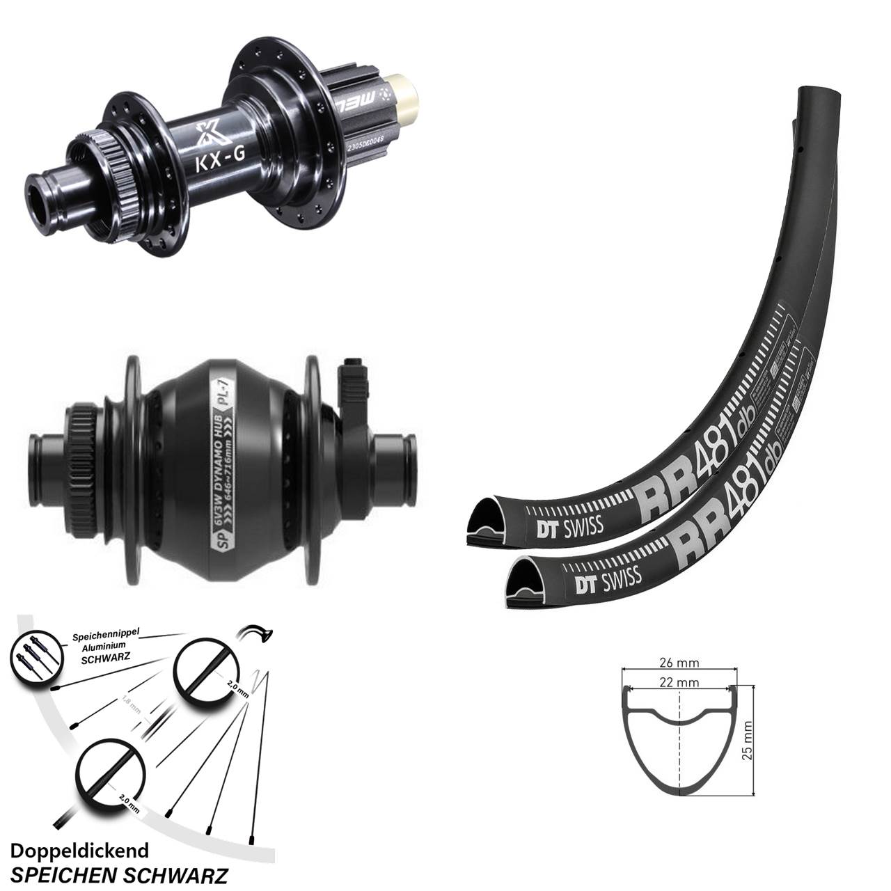 DT Swiss RR 481 KX-G SP PL-7 28 Zoll Laufradsatz 12x100/142 Campagnolo N3W