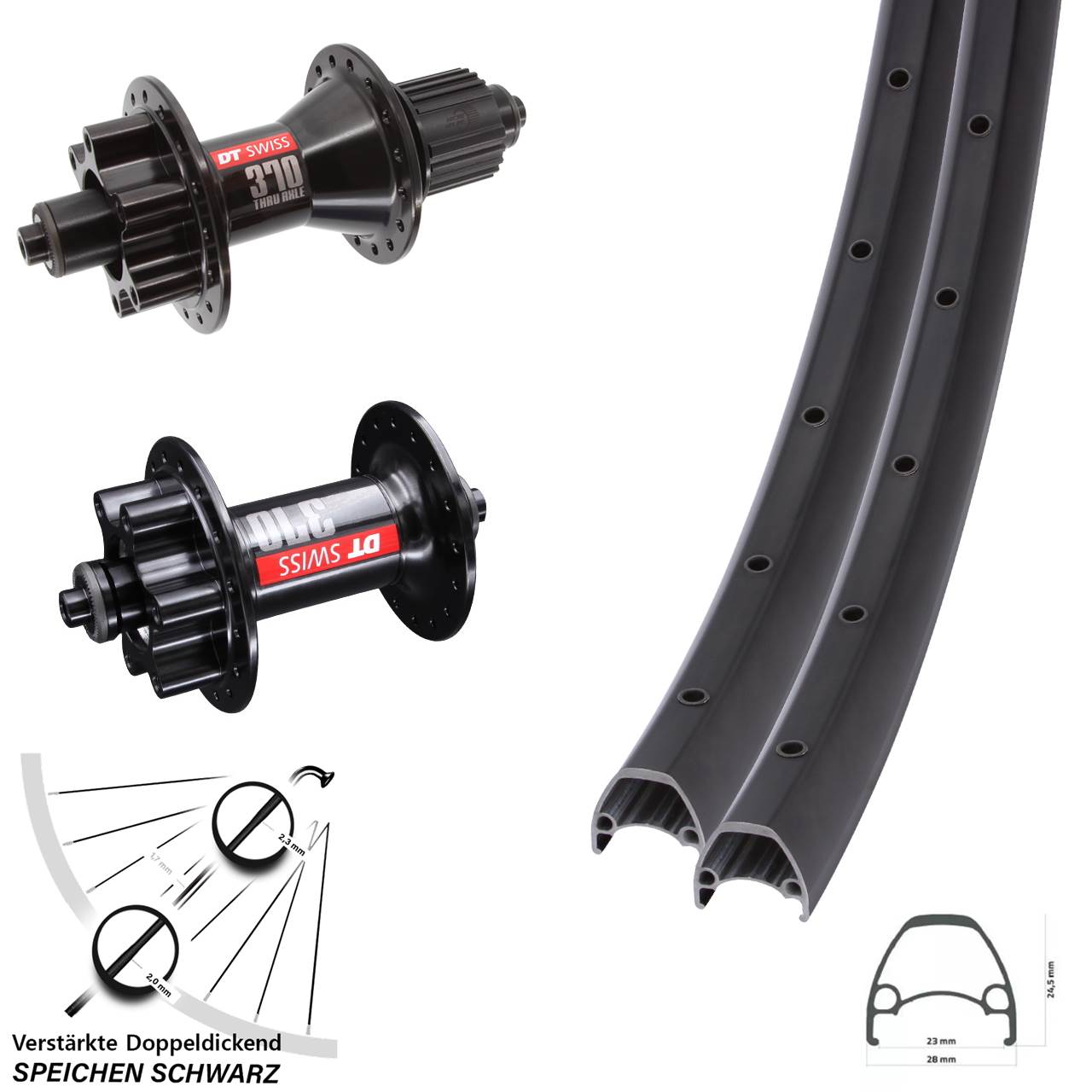Ambrosio Sport DT Swiss 370 Hybrid 29 Zoll Disc Laufradsatz QR Micro Spline