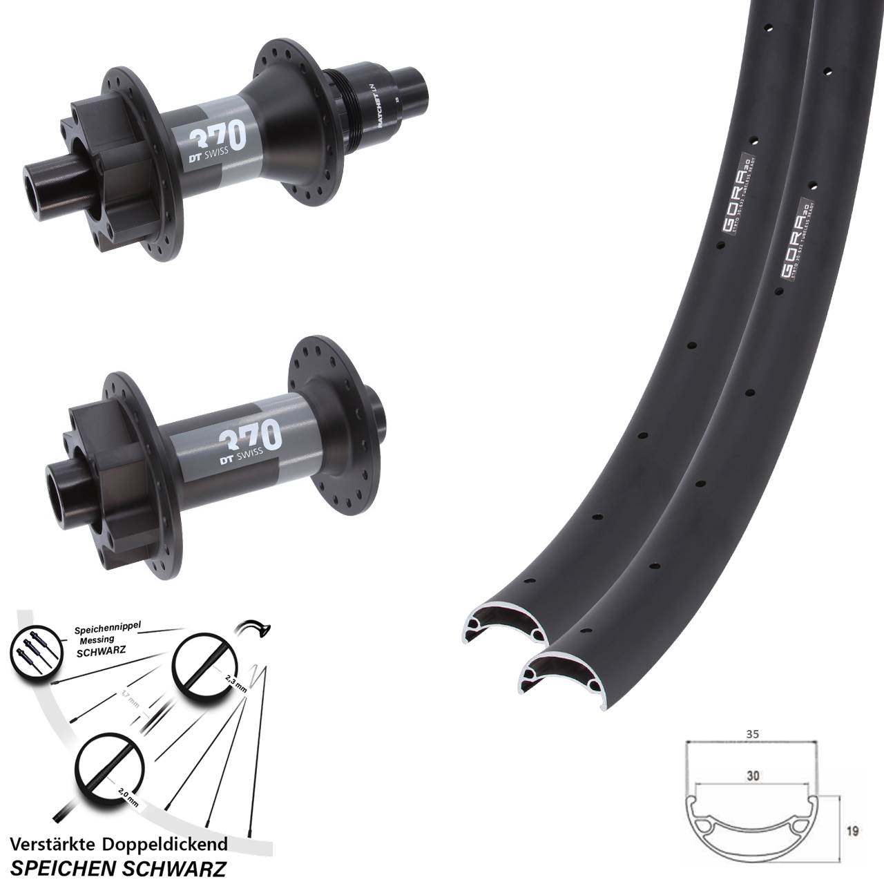 6-Loch Laufradsatz 26 Zoll Gora 30 DT Swiss 370 SRAM XD 15x110 12x148