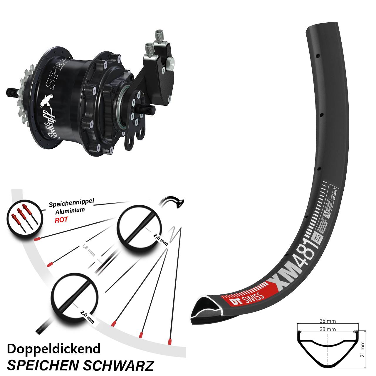 Disc Hinterrrad 27,5 Zoll DT Swiss XM 481 Rohloff Speedhub 500/14 TS DB Tandem
