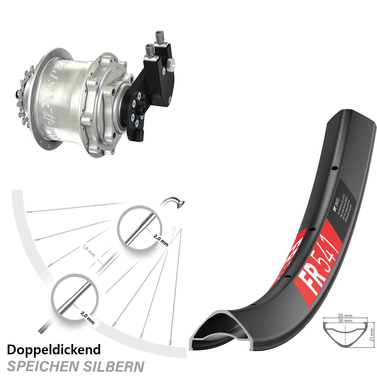 27,5 Zoll DT Swiss FR541 Rohloff 500/14 CC DB OEM Tandem