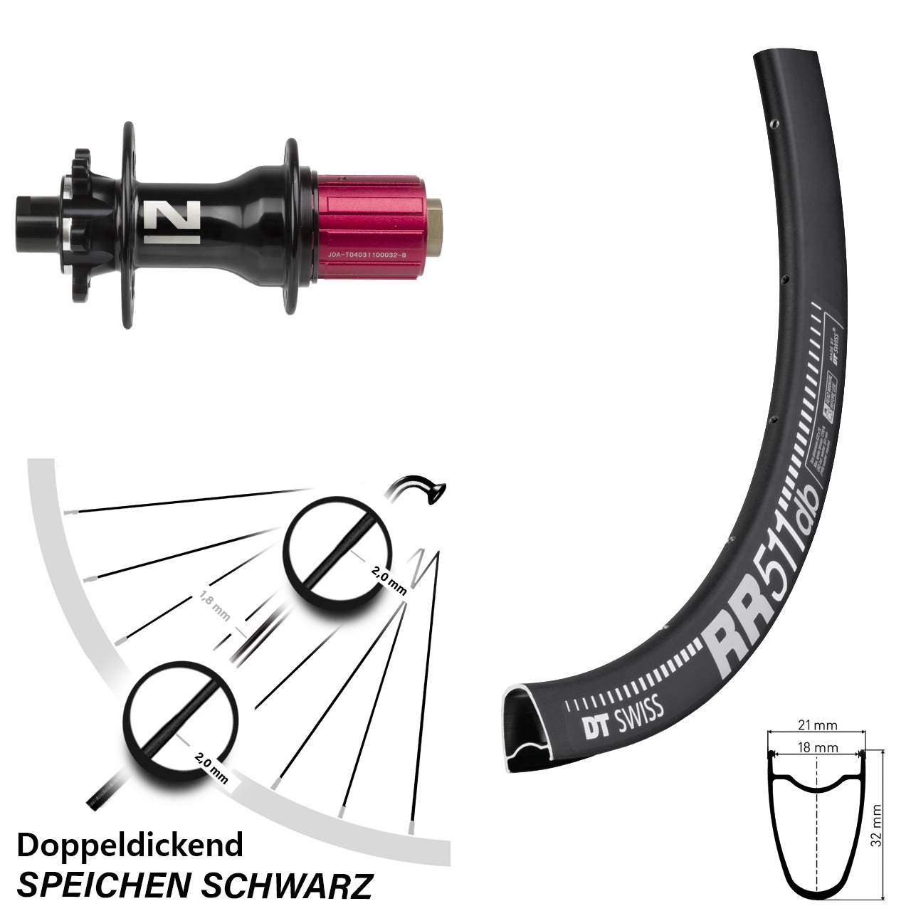 Disc Hinterrad 28 Zoll DT Swiss RR 511 Novatec Superlight 8-12 fach HG 12x142