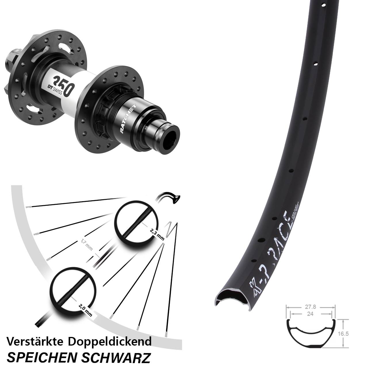 KX-R Race DT Swiss 350 Disc Hinterrad 12x148 Boost XD