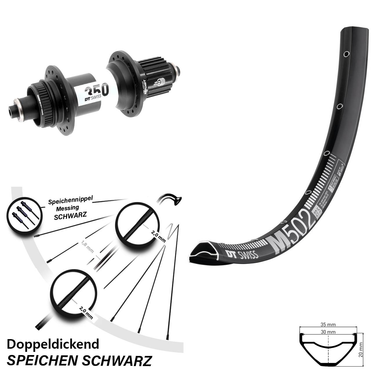 Boost Disc Laufrad QR 29 Zoll DT Swiss M 502-350 Shimano Micro Spline