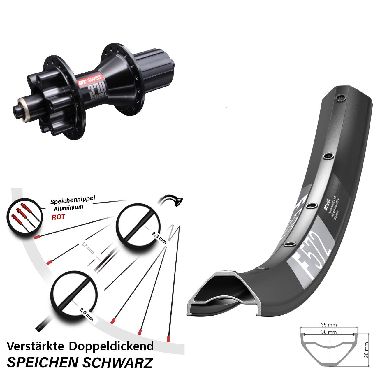 29 Zoll DT Swiss F 572 DT Swiss 370 Disc Hinterrad QR 8-11 fach