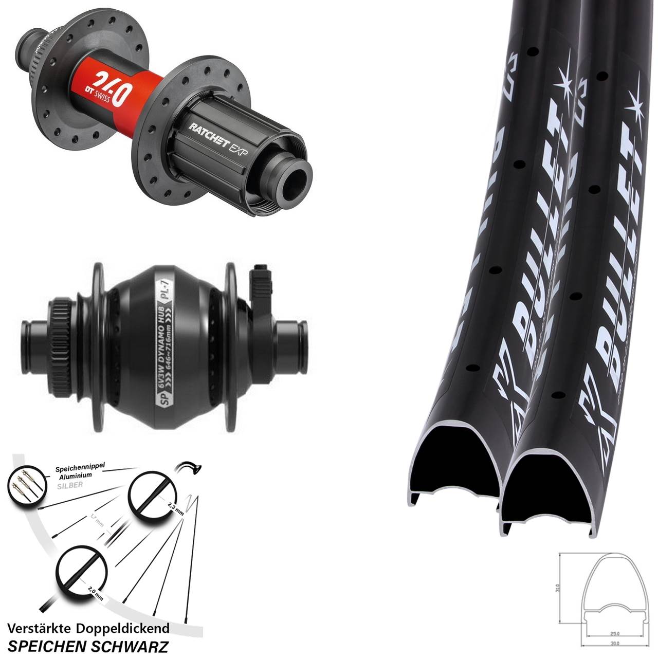 Laufradsatz Disc 28-29 Zoll KX Bullet OS DT Swiss 240 Shutter PL-7 11-12 fach 12x100/142