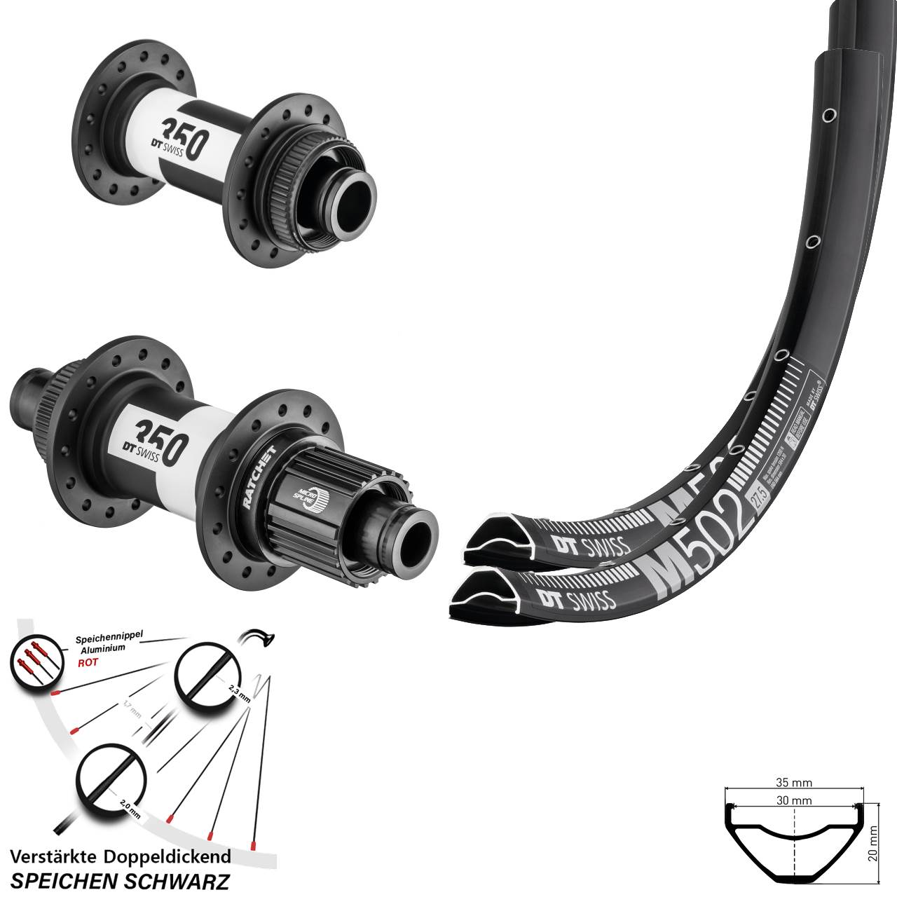 DT Swiss M502 350 Ratchet 36 29 Zoll Laufradsatz Centerlock 15x100 12x142 Micro Spline