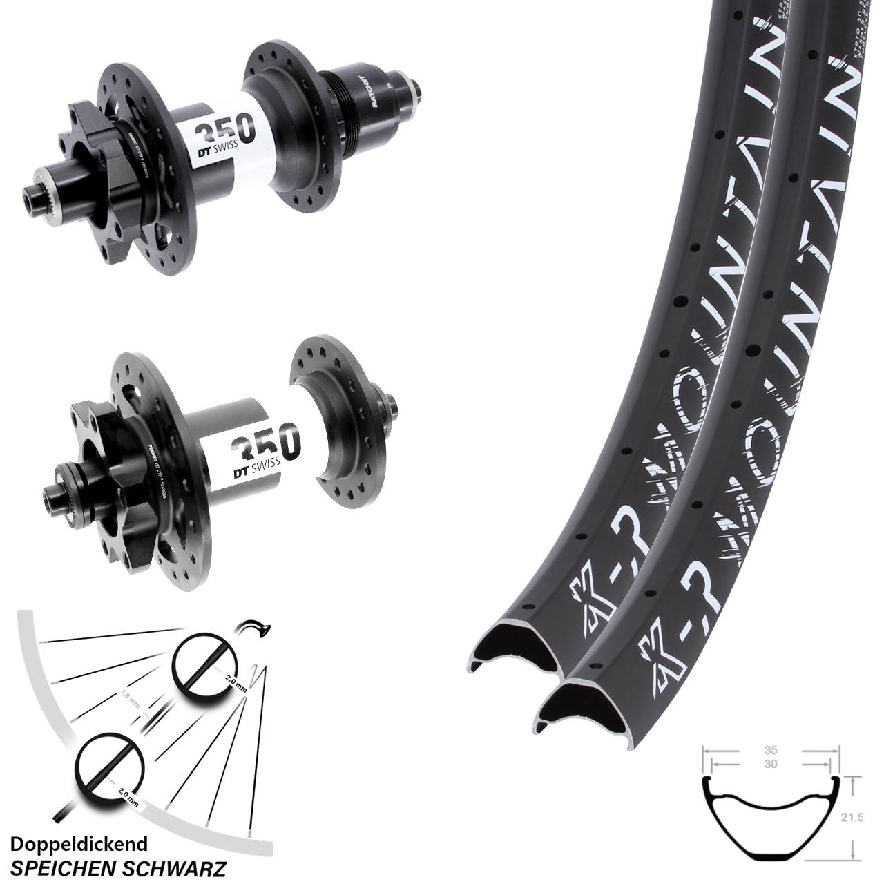 29 Zoll KX-R Mountain DT Swiss 350 Disc Laufrad-Satz QR XD 11-12 fach