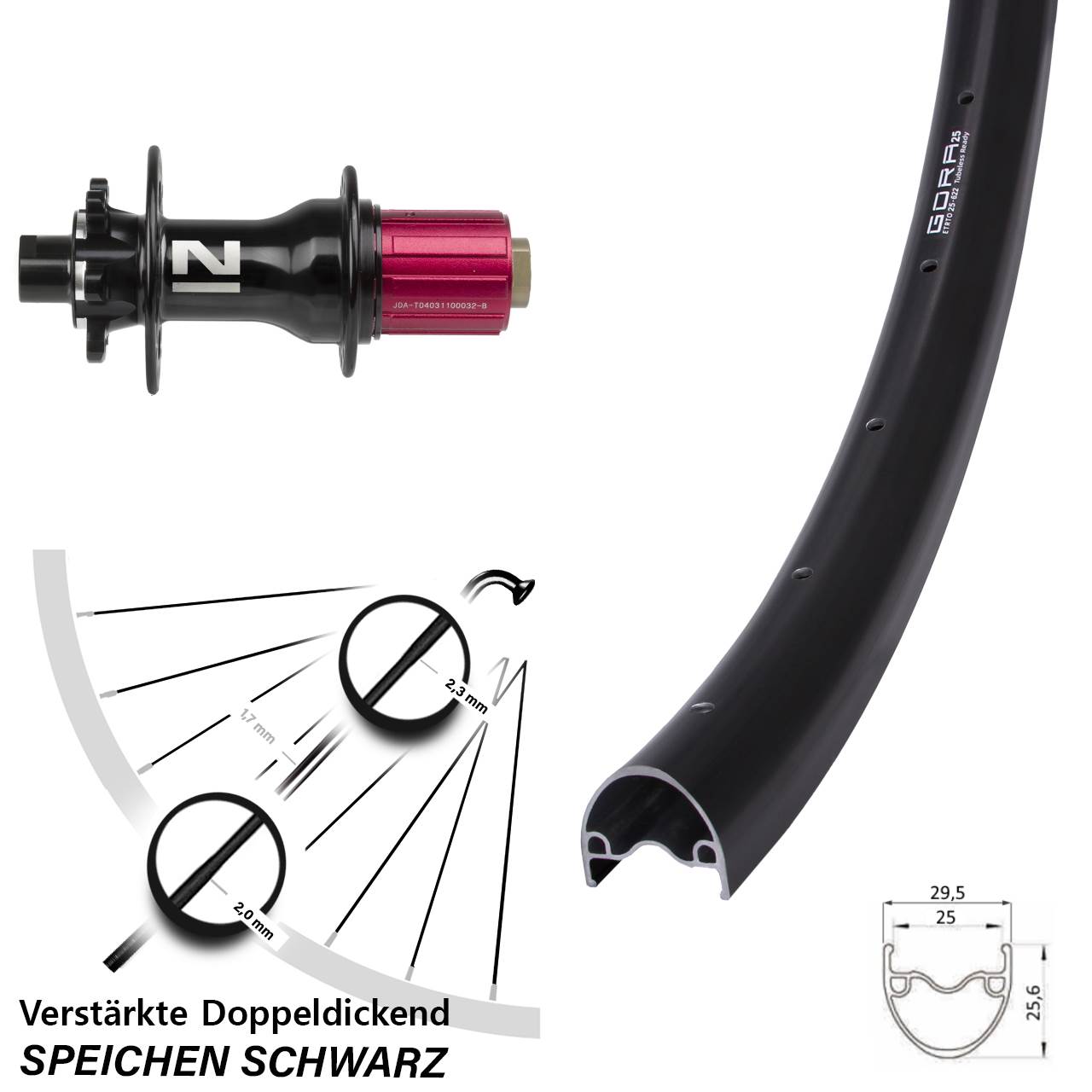 Gora 25 Novatec D792 29 Zoll Disc Laufrad 12x142 8-12 fach HG