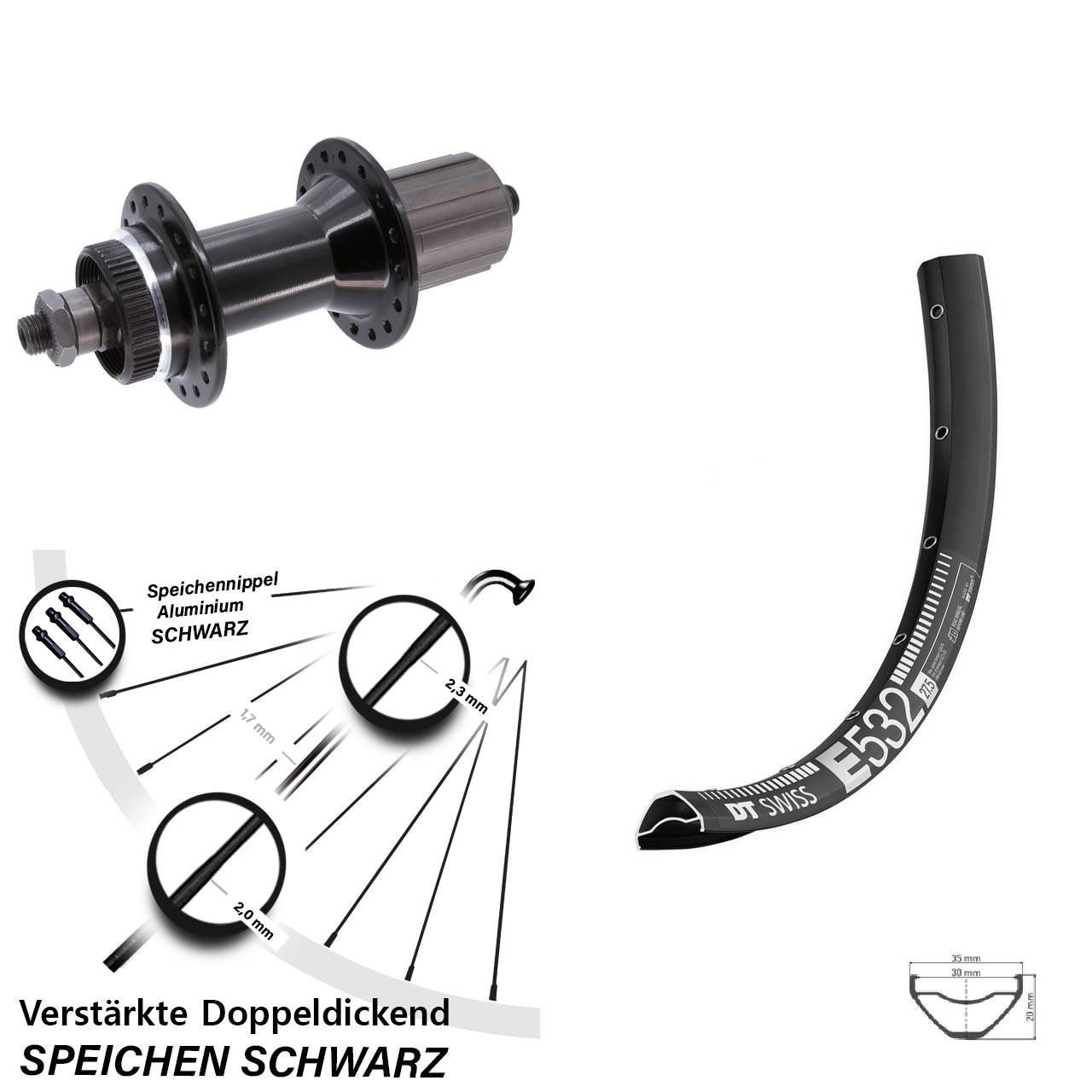 Disc Laufrad QR 27,5 Zoll DT Swiss E532 Joytech D762TSE Centerlock 5x135 mm 8-11 fach