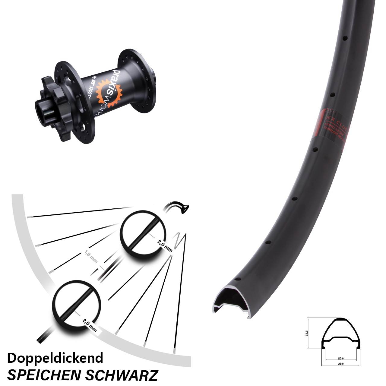 27,5 Zoll KX Clue DT Swiss 350 SL Disc Vorderrad 12x100