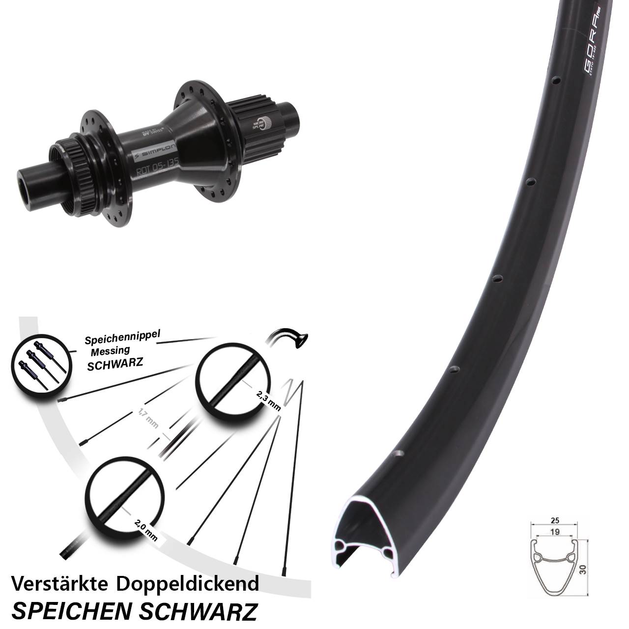 Centerlock Hinterrad 28 Zoll Gora Plus DT Swiss 370 Hybrid Shimano Micro Spline 12x142