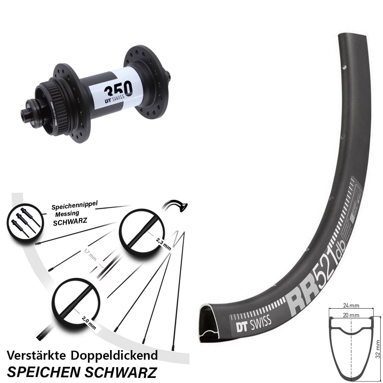 Disc Laufrad 28 Zoll DT Swiss RR521-350 für Schnellspanner