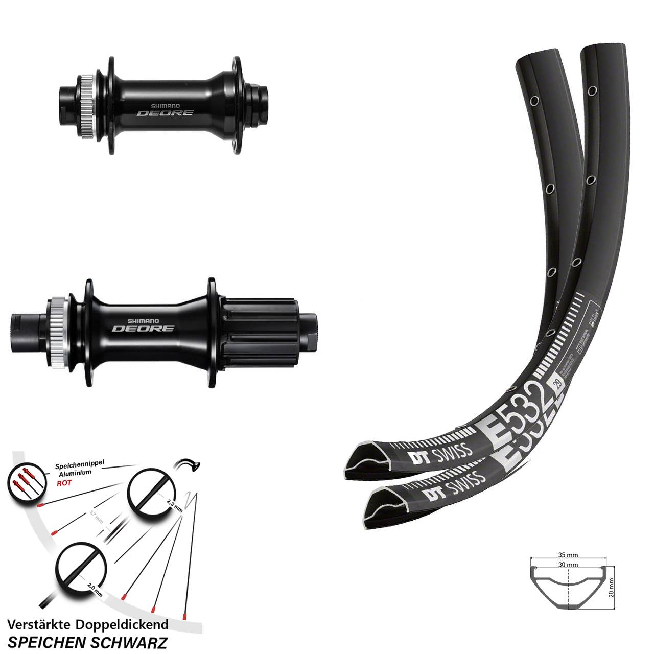Laufradsatz Centerlock 15x110 12x148 27,5 Zoll DT Swiss E532 Shimano Deore 8-11 fach HG