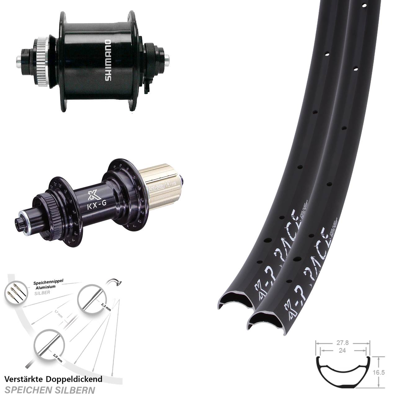 Centerlock Laufradsatz QR 28 Zoll KX-GR Race Shimano DH-UR700-3D 8-12 fach HG