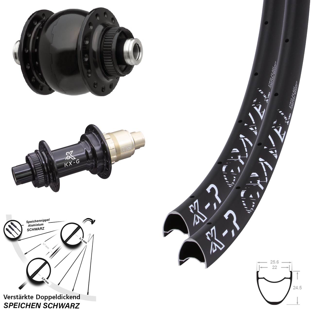 Disc Laufrad-Satz 28 Zoll KXR-G Gravel SON delux XDR 12x100/142