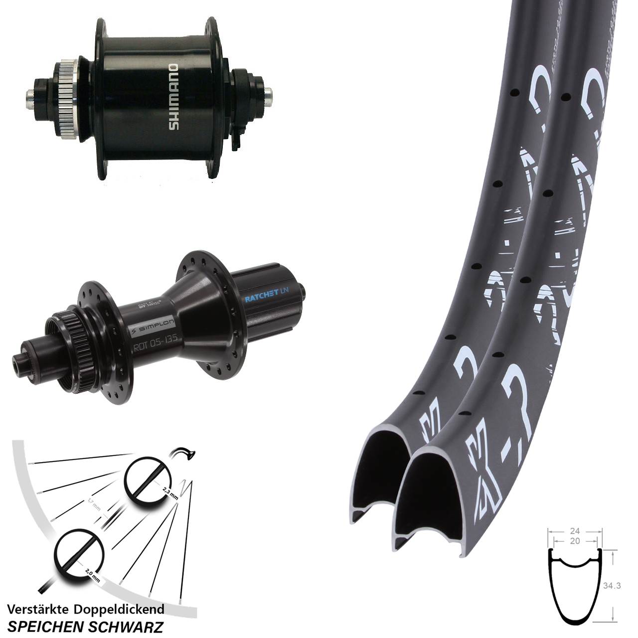 Disc Laufrad-Satz QR 28 Zoll KX-R Road DT Swiss 370 Hybrid Shimano DH-UR700 8-11 fach HG