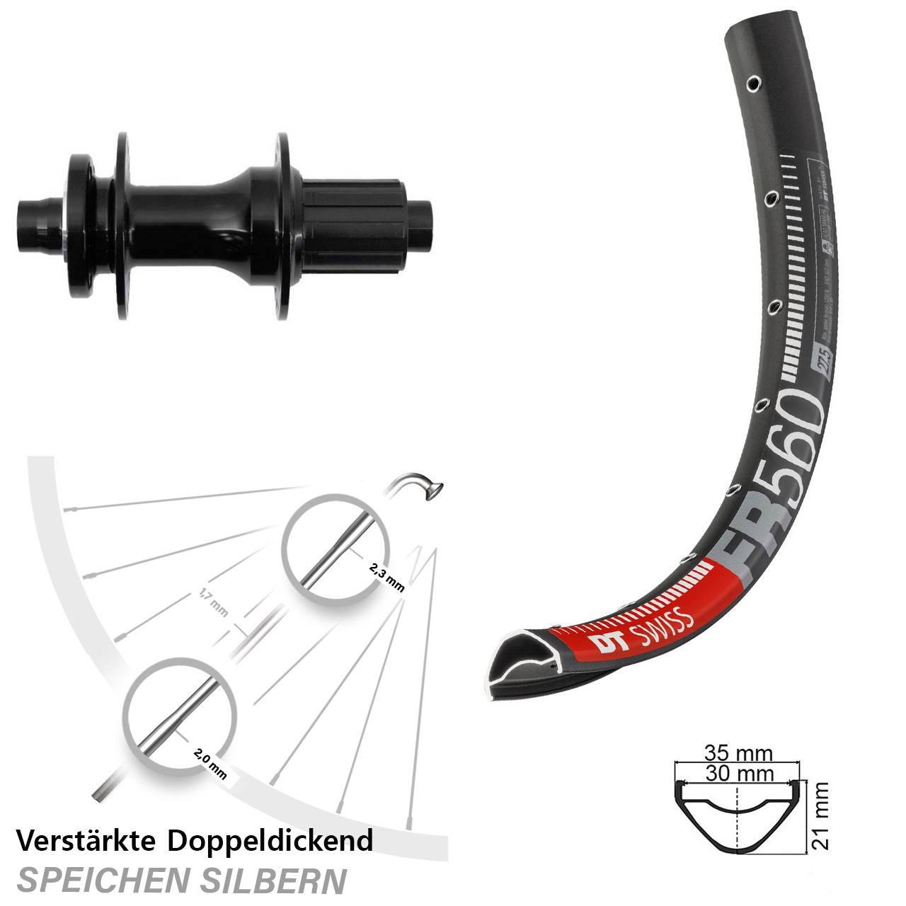 DT Swiss FR560 Fastace 26 Zoll Hinterrad 6-Loch 12x148 8-12 fach HG
