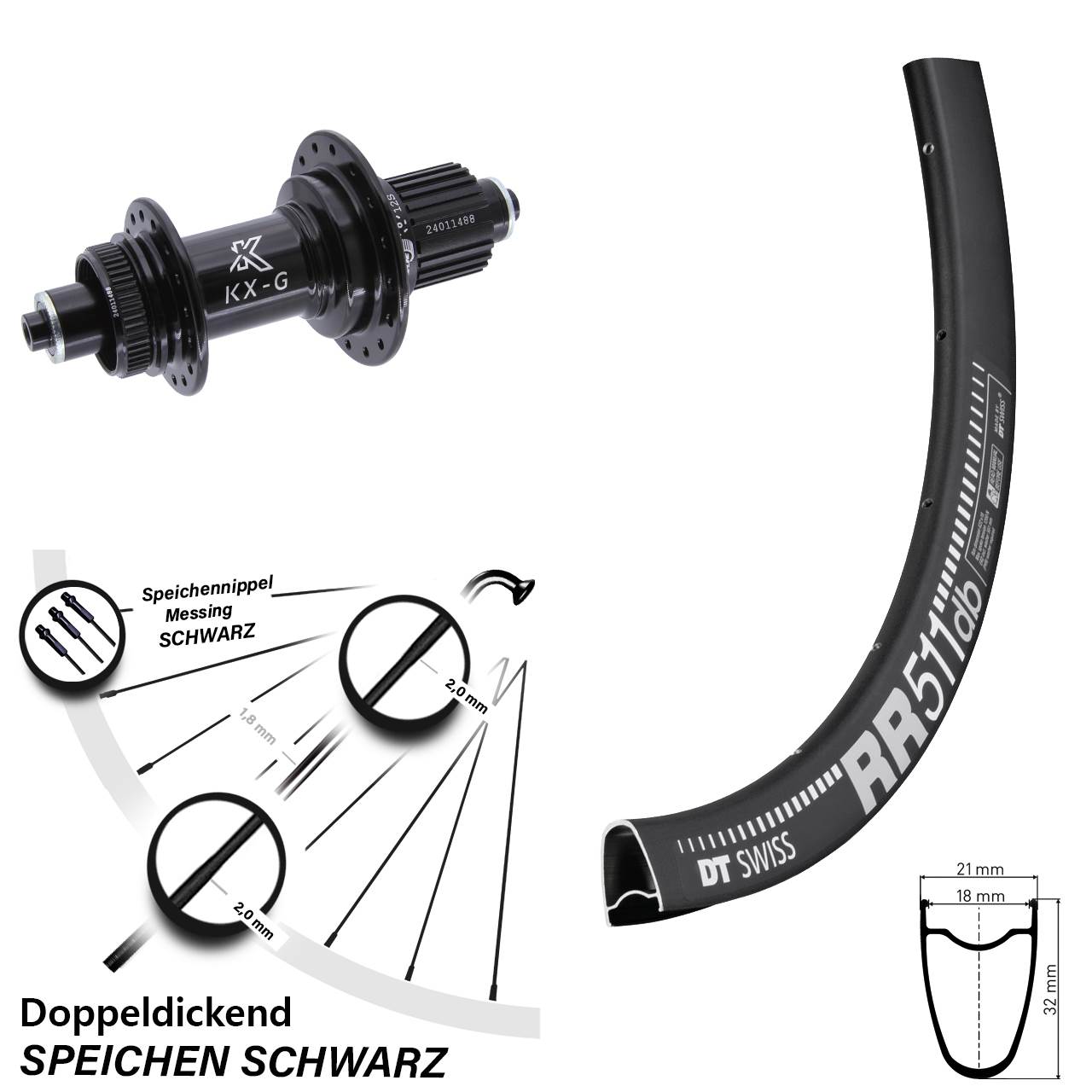 Hinterrad Centerlock 28 Zoll DT Swiss RR511 KX-G Shimano Micro Spline QR