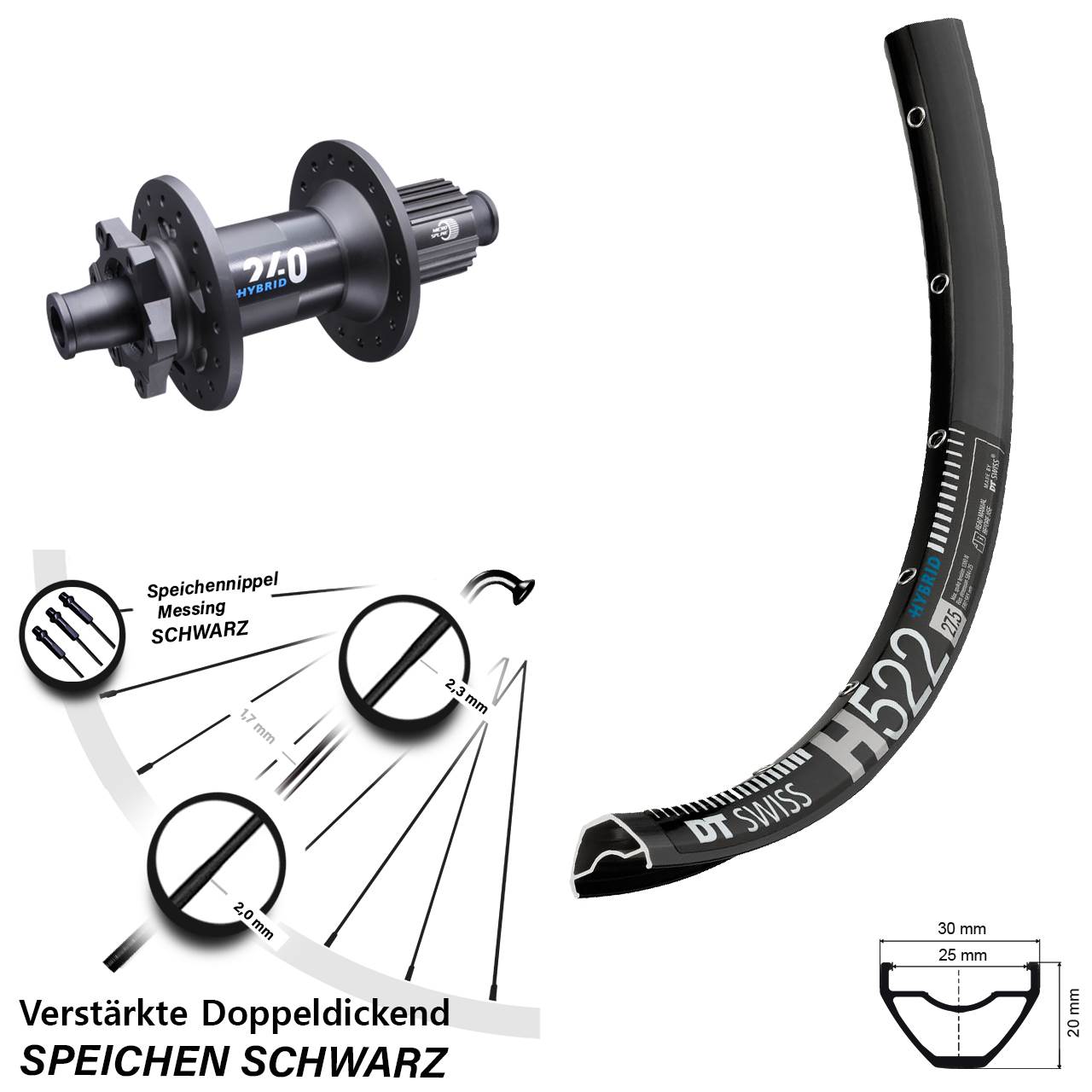 29 Zoll Hinterrad E-Bike H 522 DT Swiss 240 Hybrid Boost 6-Loch Micro Spline Shimano