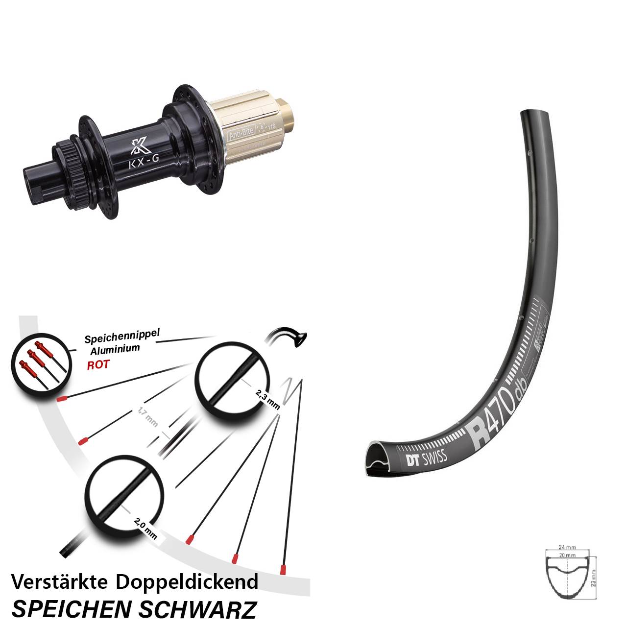 Disc Laufrad 12x142 28 Zoll DT Swiss R470 KX-G 8-12 fach