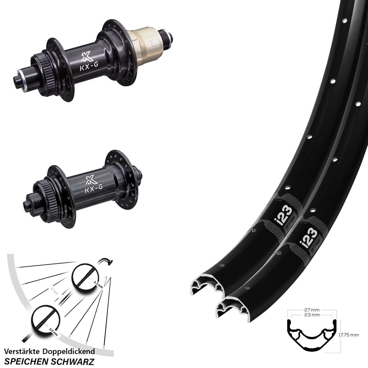 WTB i23 ST KX-G 28-29 Zoll Centerlock Laufradsatz QR XDR