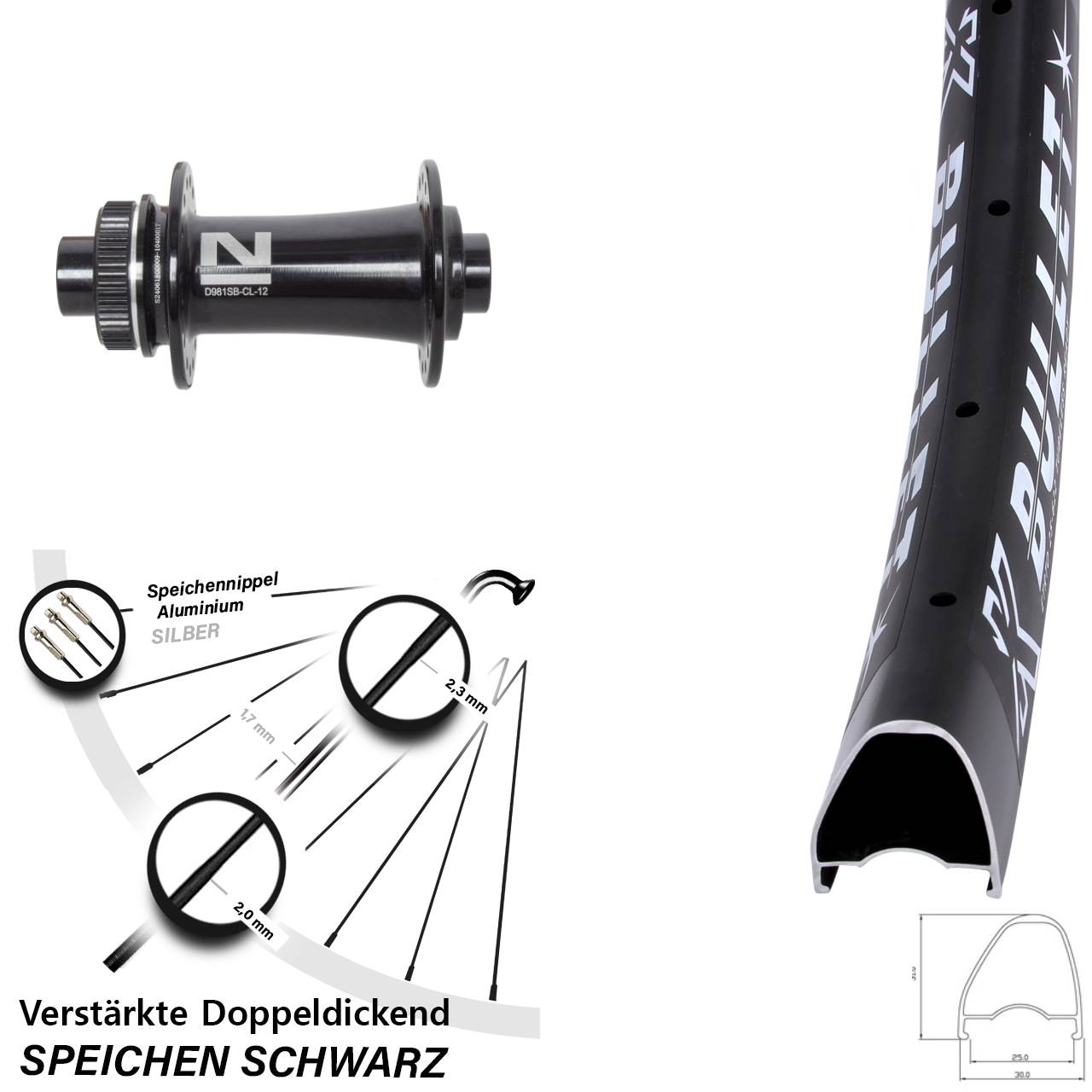 28 Zoll KX Bullet OS Novatec D981 Disc Laufrad 12x100