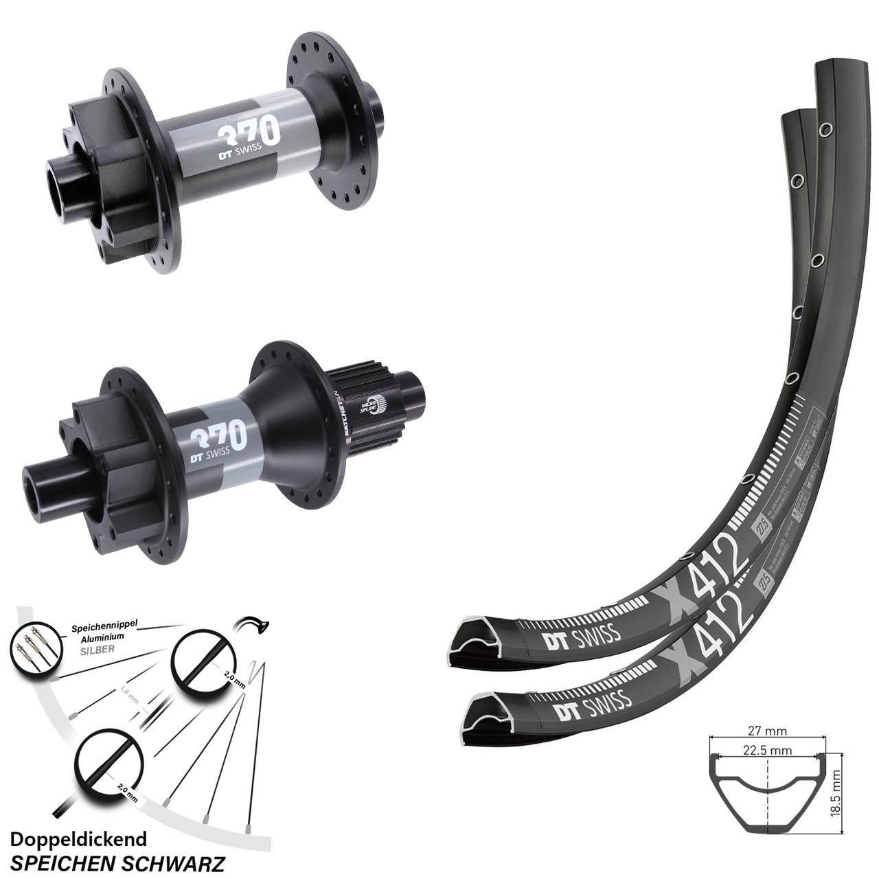 6-Loch Laufradsatz 15x110 12x148 29 Zoll DT Swiss X 412 370 Shimano Micro Spline