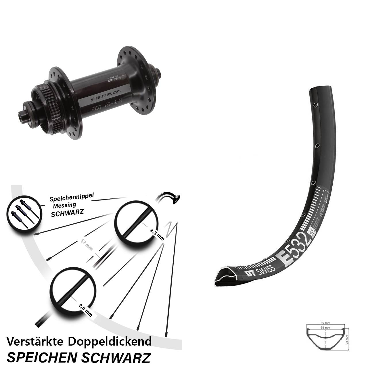DT Swiss E532-370 27,5 Zoll Centerlock Vorderrad QR
