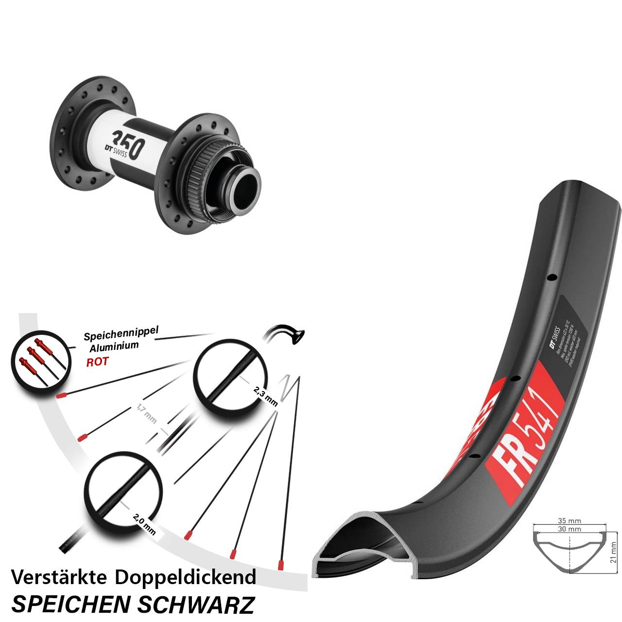 Vorderrad Centerlock 15x100 29 Zoll FR 541 DT Swiss 350