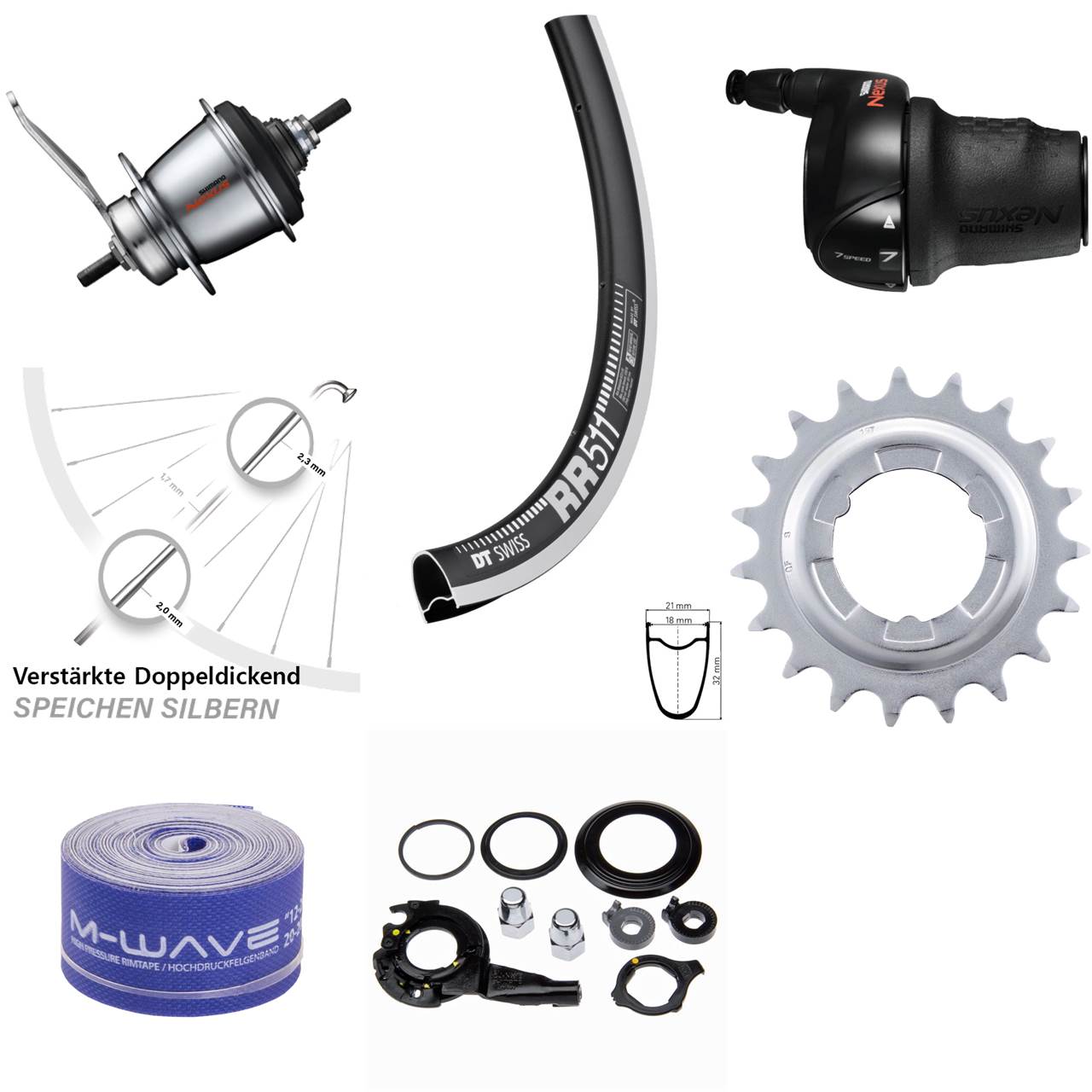 DT Swiss RR511 Shimano 7-Gang SG-C3001-7C Hinterrad 28 Zoll