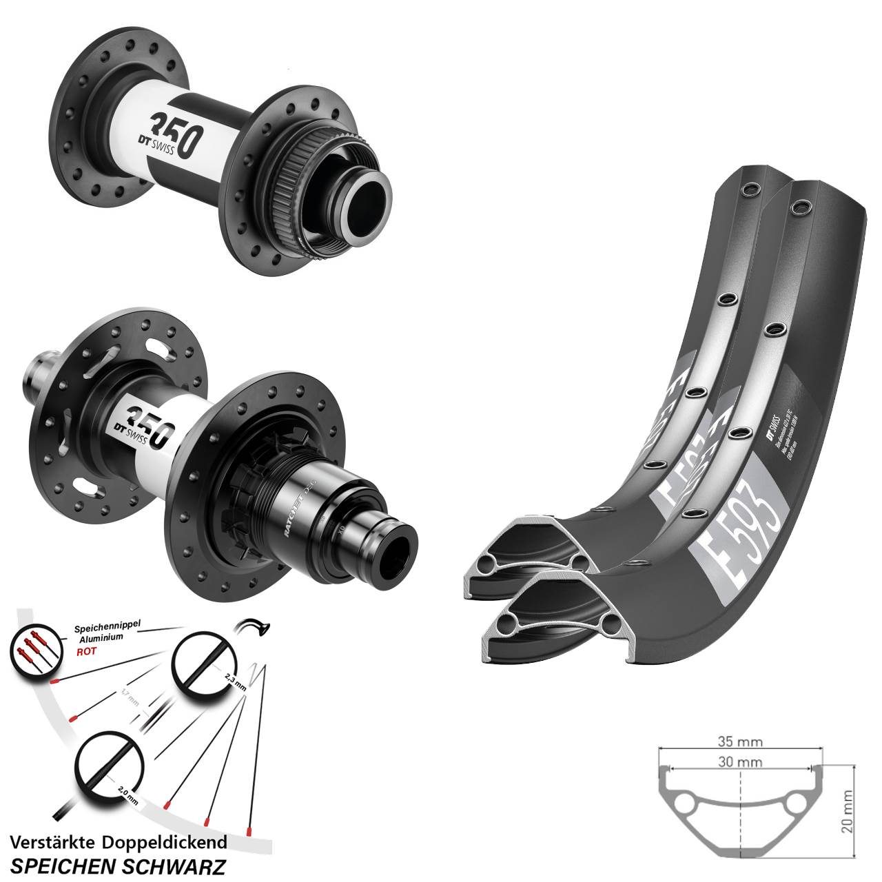 Laufradsatz Centerlock 15x110 12x148 27,5 Zoll DT Swiss E593 350 DEG 72 XD