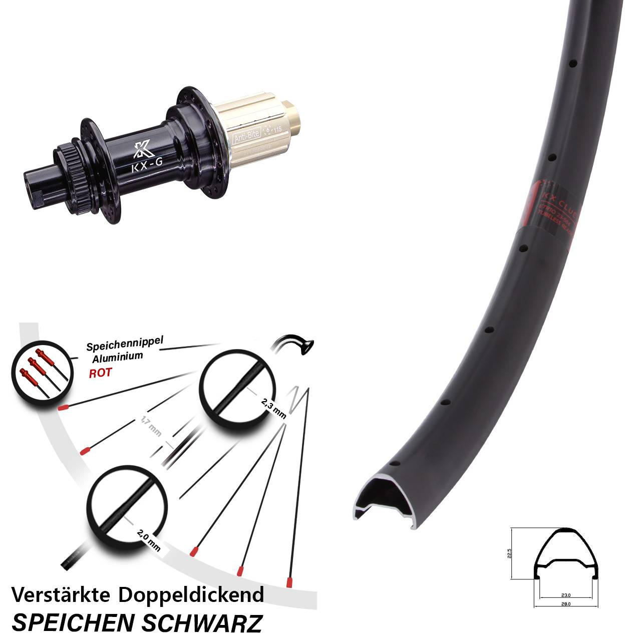 Centerlock Hinterrad 12x142 28-29 Zoll KX-G Clue 8-12 fach HG