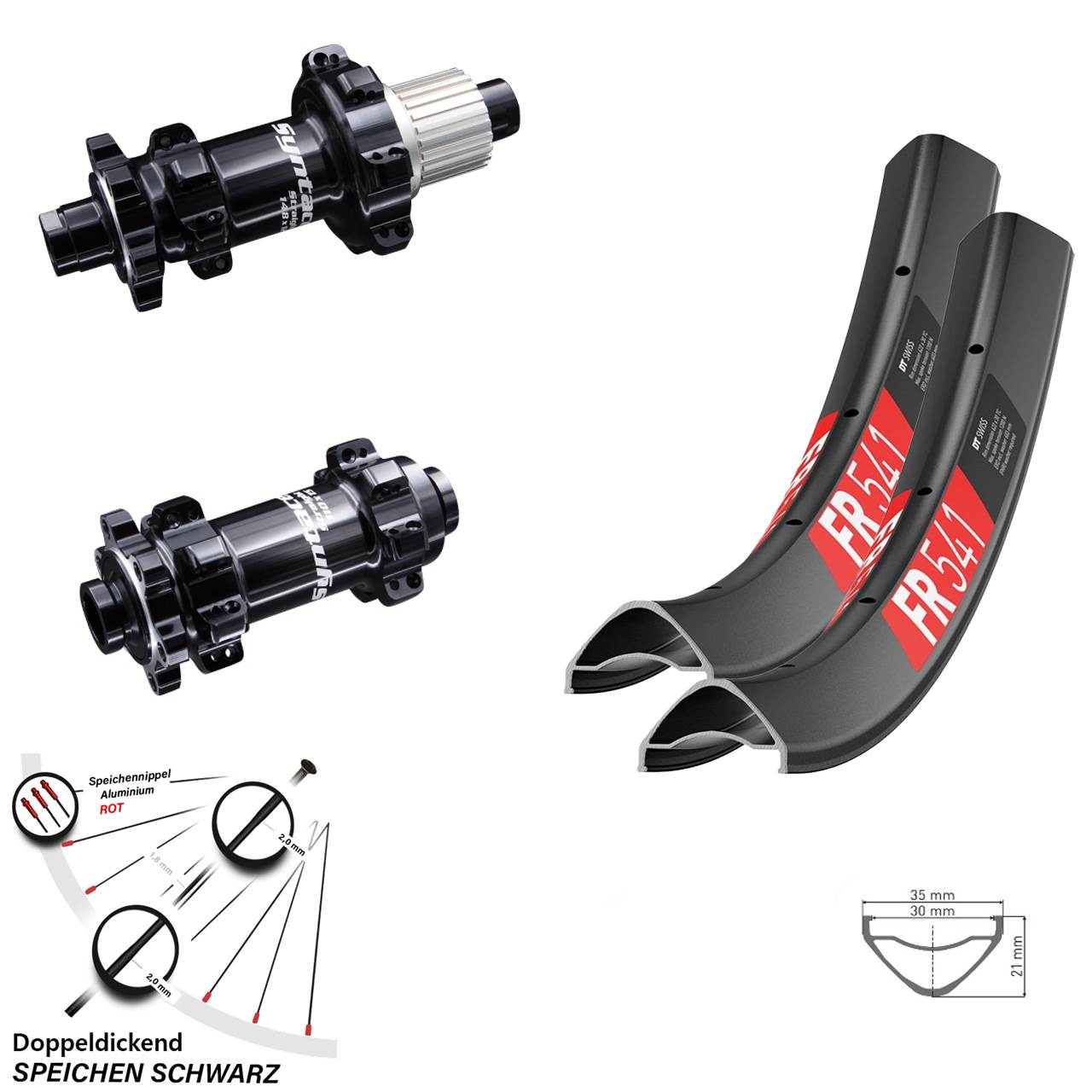 Laufradsatz 27,5 Zoll DT Swiss FR 541 Syntace Boost Straightpull Micro Spline 12-fach