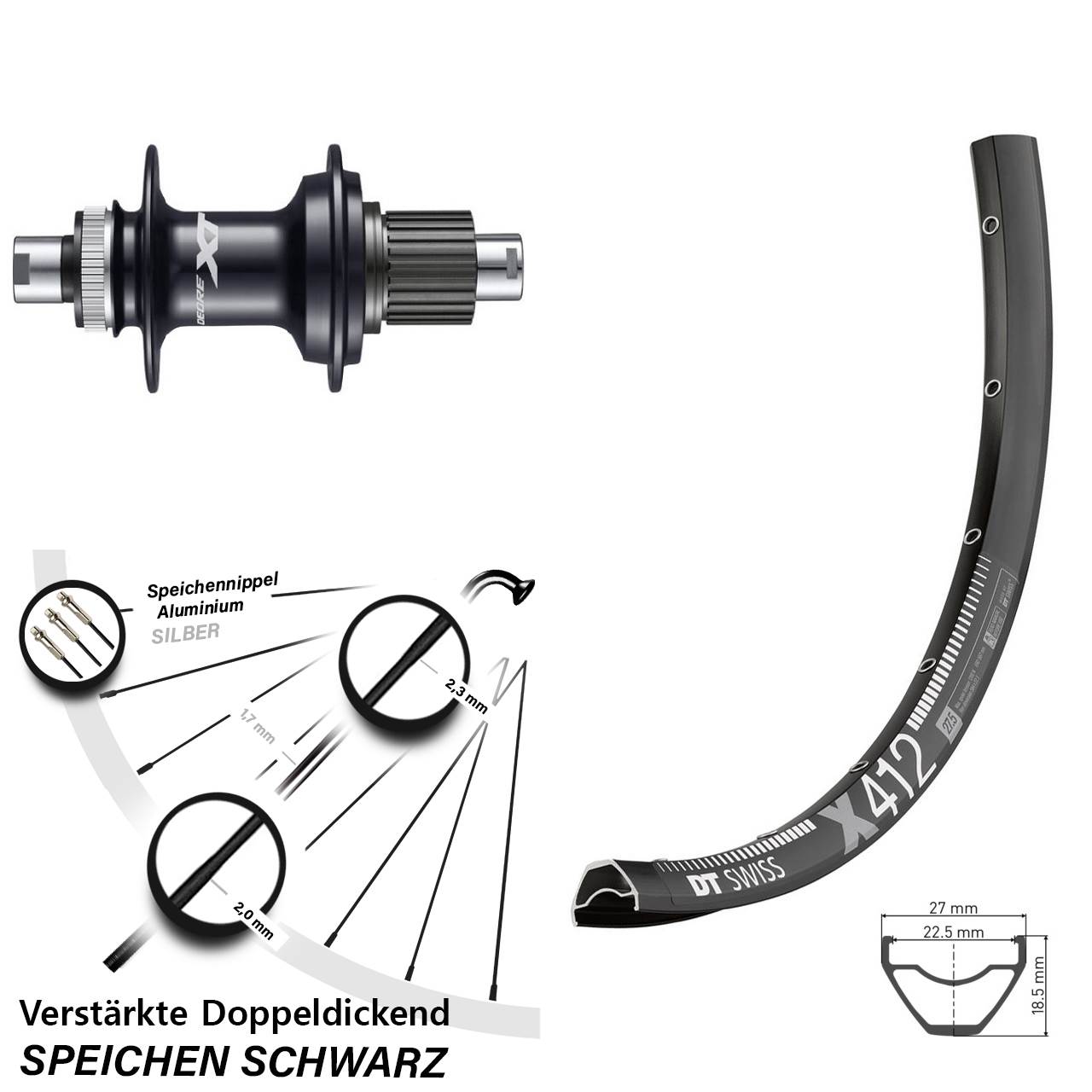 Centerlock 29 Zoll Hinterrad DT Swiss X 412 Shimano Deore XT FH-M8110 Micro Spline 12x142