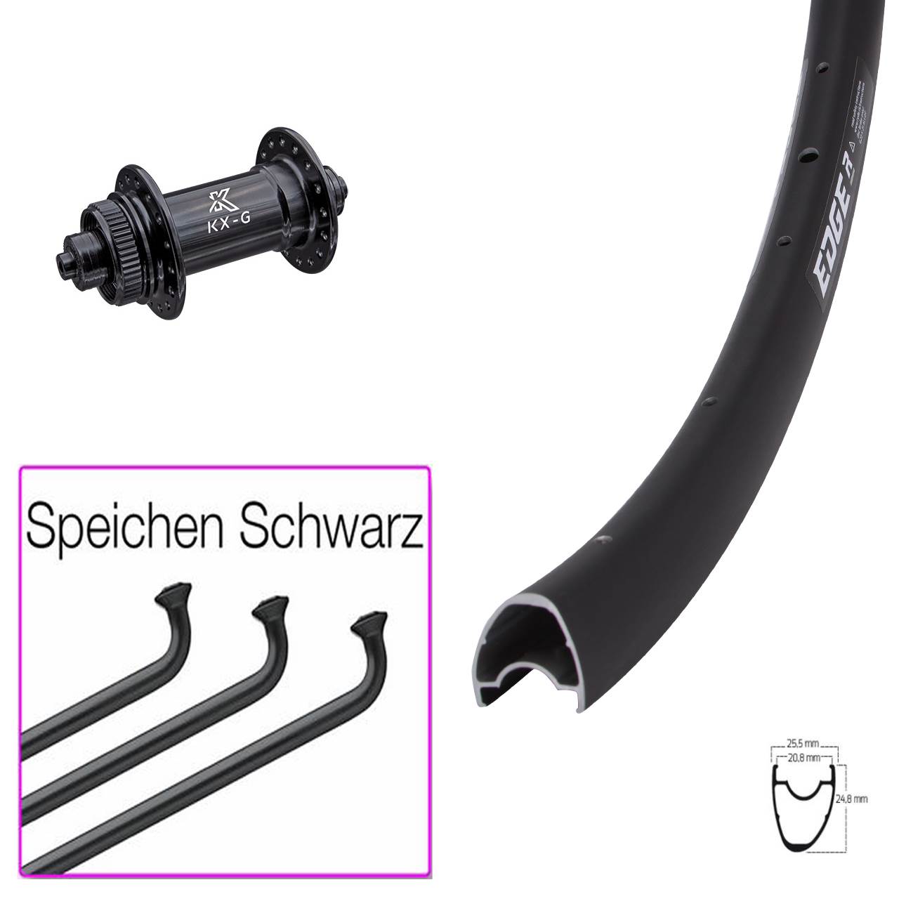 Vorderrad Centerlock für Schnellspanner 28 Zoll Ryde Edge R25 OS KX-G