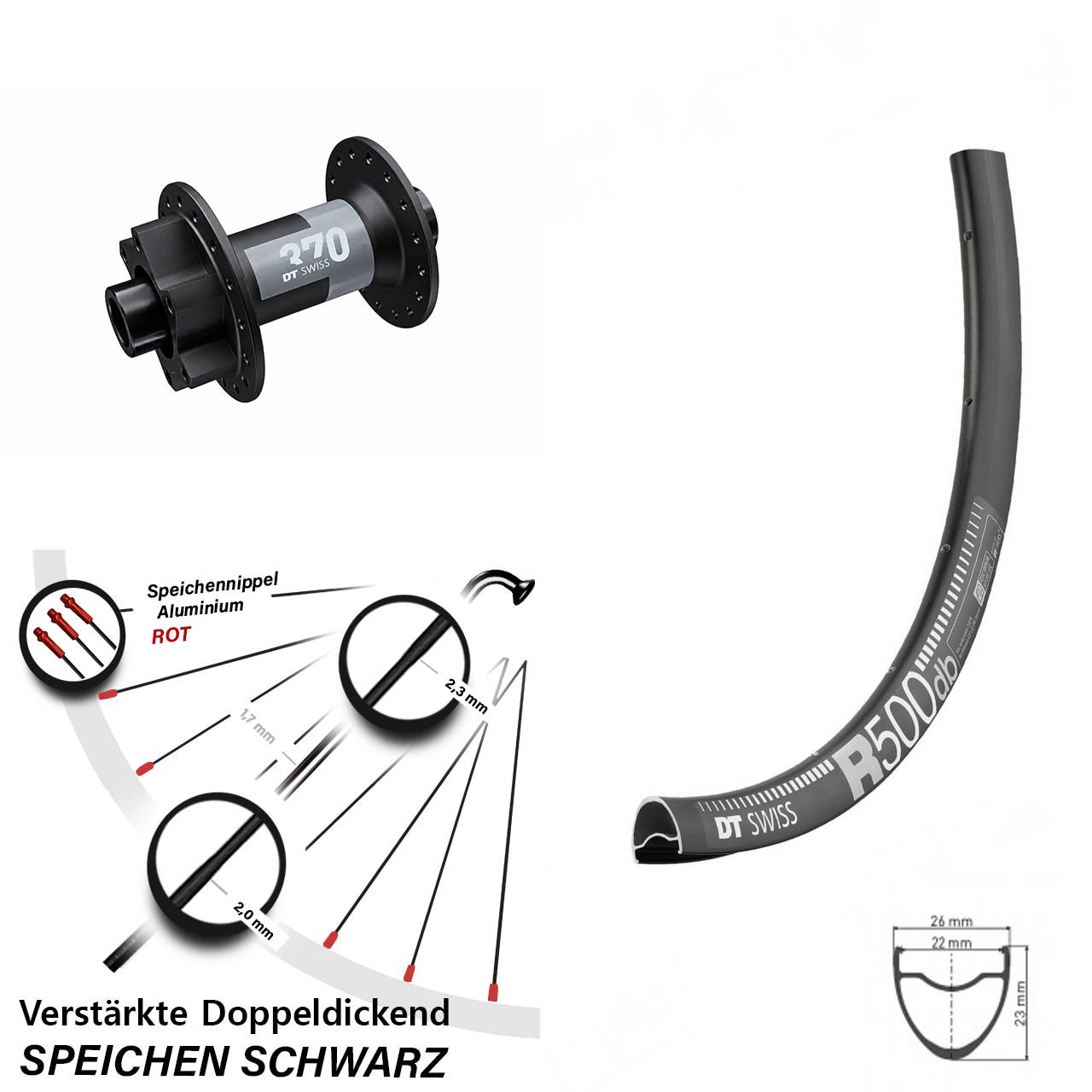 Disc Laufrad 12x100 28 Zoll DT Swiss R 500-370
